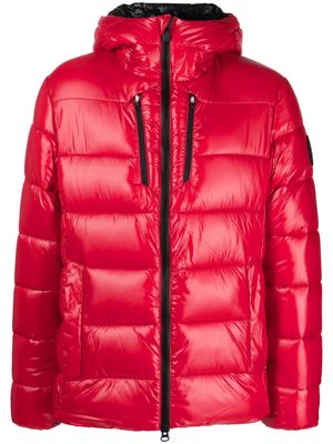 Save The Duck logo-patch hooded padded jacket - Red