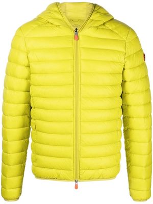 Save The Duck logo-patch hooded padded jacket - Yellow