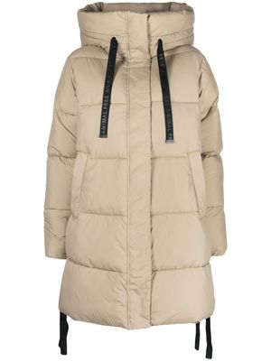 Save The Duck logo-patch padded hooded coat - Neutrals