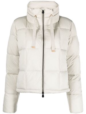 Save The Duck logo-patch padded hooded jacket - Neutrals