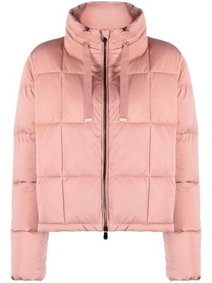 Save The Duck logo-patch padded hooded jacket - Pink