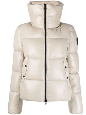 Save The Duck logo-patch padded puffer jacket - Neutrals
