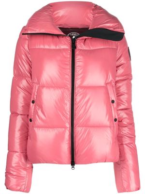 Save The Duck logo-patch padded puffer jacket - Pink