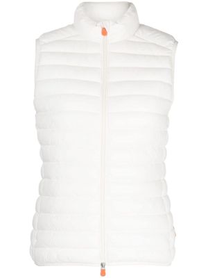 Save The Duck logo-patch quilted gilet - White
