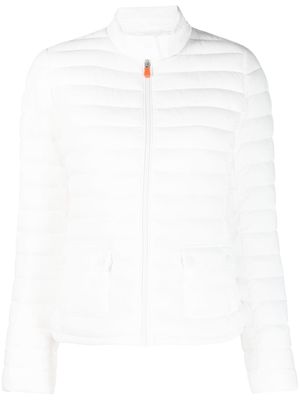 Save The Duck logo-patch zip-up padded jacket - White
