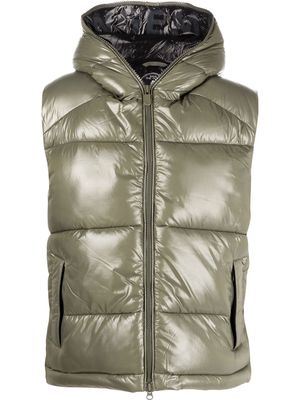 Save The Duck Luck logo-patch hooded gilet - Green