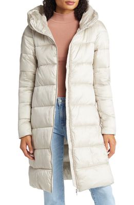 Save The Duck Lyla Quilted Water Repellent Longline Puffer Jacket in Rainy Beige