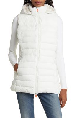 Save The Duck Norah Hooded Insulated Recycled Nylon Puffer Vest in Off White