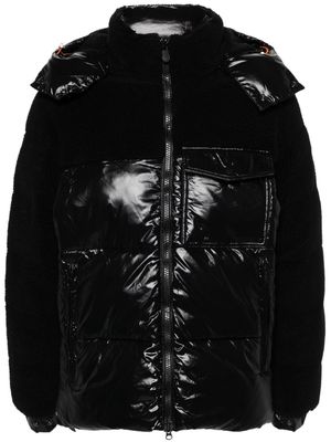 Save The Duck panelled fleece-texture puffer jacket - Black