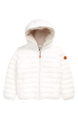 Save The Duck Rob Hooded Puffer Coat in Off White