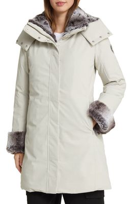 Save The Duck Samantha Hooded Parka with Faux Fur Lining in Rainy Beige