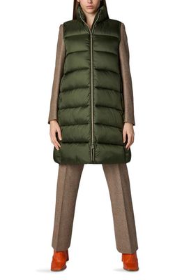 Save The Duck Skyler Mix Channel Quilted Wind & Water Repellent Long Puffer Vest in Pine Green