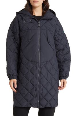 Save The Duck Valerian Hooded Quilted Coat in Blue Black