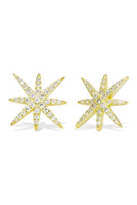SAVVY CIE JEWELS 18K Gold Plated Starburst CZ Stud Earrings in Multi