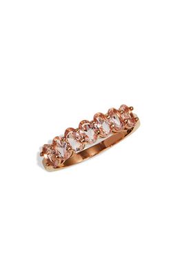 SAVVY CIE JEWELS 18K Rose Gold Plate Oval Cubic Zirconia Ring in Pink