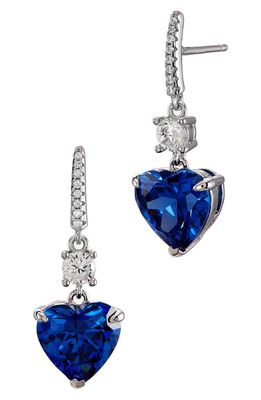 SAVVY CIE JEWELS Cubic Zirconia Drop Earrings in Blue