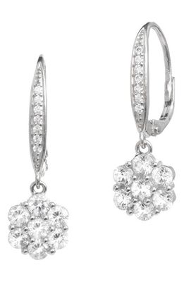 SAVVY CIE JEWELS Cubic Zirconia Floral Drop Earrings in White