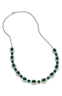 SAVVY CIE JEWELS Cubic Zirconia Halo Necklace in Green