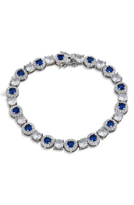 SAVVY CIE JEWELS Cubic Zirconia Halo Tennis Bracelet in Blue