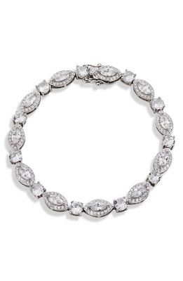 SAVVY CIE JEWELS Cubic Zirconia Halo Tennis Bracelet in Marquise