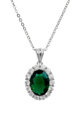 SAVVY CIE JEWELS Diana Cubic Zirconia Halo Pendant Necklace in Green