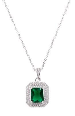 SAVVY CIE JEWELS Double Halo Pendant Necklace in Green