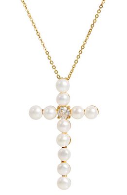 SAVVY CIE JEWELS Freshwater Pearl Pendant Necklace in Yellow