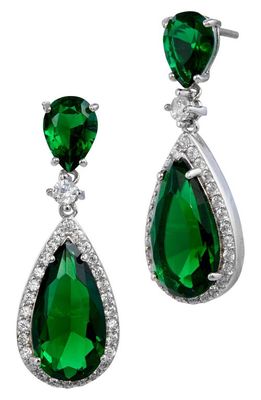 SAVVY CIE JEWELS Gemstone Double Drop Earrings in Green