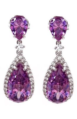 SAVVY CIE JEWELS Gemstone Double Drop Earrings in Purple