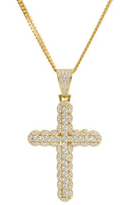 SAVVY CIE JEWELS Pavé Cubic Zirconia Cross Pendant Necklace in Yellow