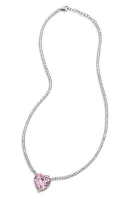SAVVY CIE JEWELS Sterling Silver & Lab Sapphire Tennis Necklace in Pink