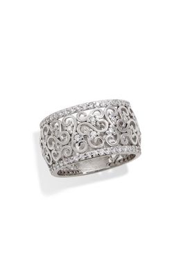 SAVVY CIE JEWELS Sterling Silver Cubic Zirconia Band Ring in White