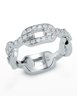 Saxon White Gold All Diamond Flat Chain Link Ring