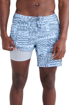 SAXX Betawave 2N1 7-Inch Board Shorts in West Coast- Chambray