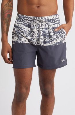 SAXX Oh Buoy 2-in-1 Volley Hybrid Swim Trunks in West Coast/India Ink