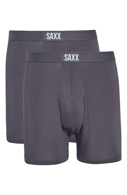 SAXX Ultra Super Soft 2-Pack Relaxed Fit Boxer Briefs in Black/Black