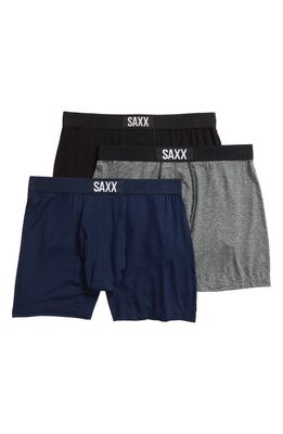 SAXX Ultra Super Soft 3-Pack Relaxed Fit Boxer Briefs in Black/Grey/Navy
