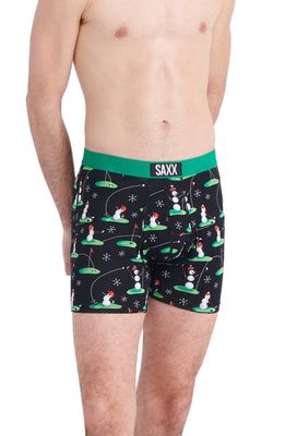 SAXX Ultra Super Soft Relaxed Fit Boxer Briefs in 18 Ho Ho Holes- Black
