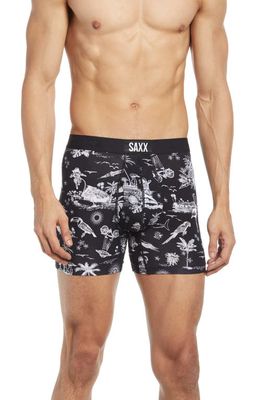 SAXX Ultra Super Soft Relaxed Fit Boxer Briefs in Black Astro Surf And Turf