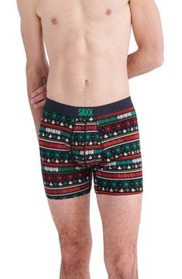 SAXX Ultra Super Soft Relaxed Fit Boxer Briefs in Holiday Sweater- Black