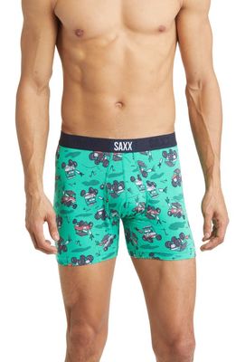 SAXX Ultra Super Soft Relaxed Fit Boxer Briefs in Off Course Carts- Green