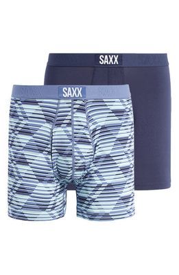 SAXX Ultra Supersoft Boxer Briefs in Dazed Argyle/Navy