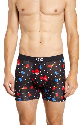 SAXX Vibe Super Soft Slim Fit Boxer Briefs in Black Beer Champs