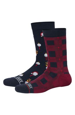 SAXX Whole Package 2-Pack Crew Socks in Christmas Tee/Catnap