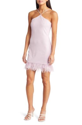 Saylor Ainsley Feather Trim Minidress in Lavender