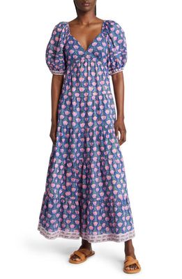 Saylor Annaleise Floral Puff Sleeve Cotton Maxi Dress in Multi