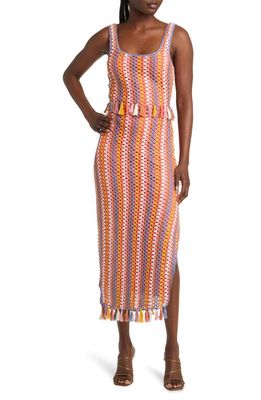 Saylor Aule Sleeveless Crochet Midi Dress in Multi