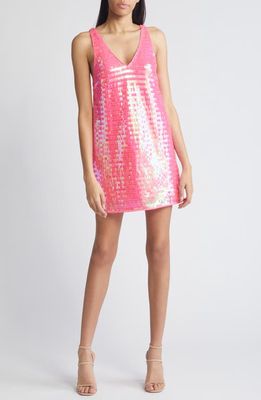 Saylor Dorah Paillette Tank Minidress in Hot Pink 