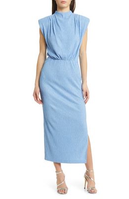 Saylor Fione Plissé Midi Dress in Cornflower Blue 