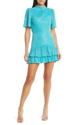 Saylor Fione Ruffle Cocktail Minidress in Cornflower Blue